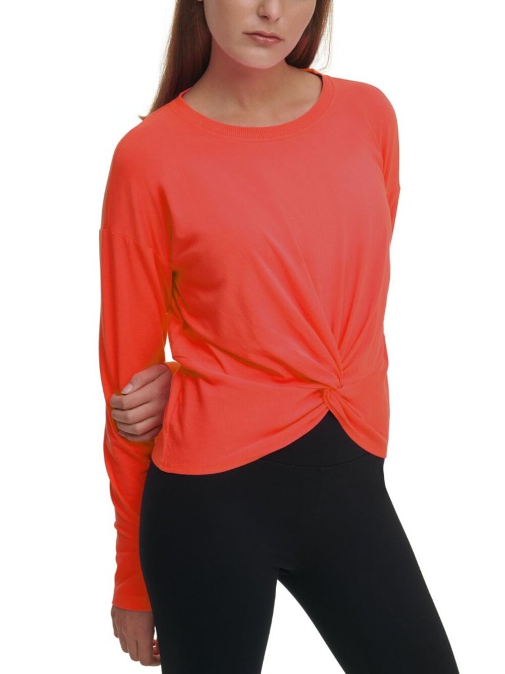 DKNY Womens Activewear Sport Twist-Front Top